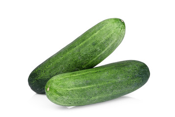 two whole cucumbers isolated on white background