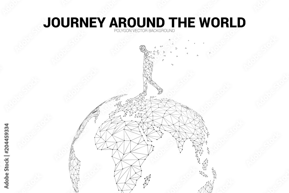Aufkleber Globe 3D World map wireframe dot connect line polygon : concept of Digital network