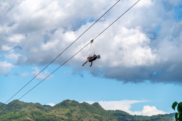 Tourists on the Zip Line at Bohol Island