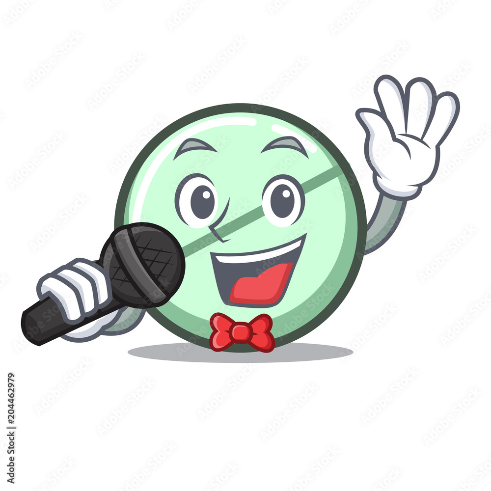 Wall mural singing drug tablet mascot cartoon