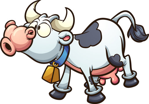Mooing cartoon cow. Vector clip art illustration with simple gradients. All in a single layer. 