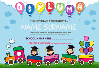 Kids Diploma certificate background design template