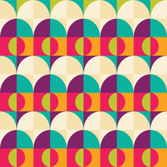 Retro abstract geometric circle seamless pattern