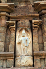 Shiva imerging from a linga, Lingodhbhava, niche on the western wall, Brihadisvara Temple, Gangaikondacholapuram, Tamil Nadu