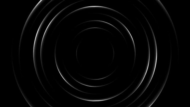 White luminous rings on black background motion design. Video animation Ultra HD 4K 3840x2160