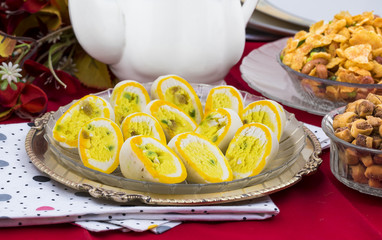 Indian Sweet Food Barfi Also Know as Dry Fruits Sweet, Mithai, barfee, Mawa Barfi, Mava barfi, khoya Burfi, orange and yellow barfi Indian Popular Sweet Made up of Coconut, Mawa, Milk and Sugar