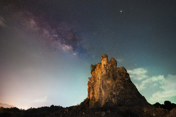 Milky Way above on Rock mountain in Chanthaburi Province