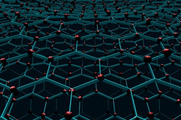 Fototapeta premium Perspective view on honeycomb. Hexagon pattern background. Isometric geometry