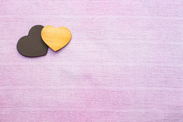 leather and wooden heart-shaped