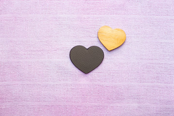 leather and wooden heart-shaped