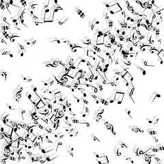 Musical Signs. Modern Background with Notes. Vector Element for Musical Poster, Banner, Advertising, Card. Minimalistic Simple Background.