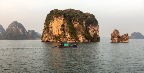Beautiful panorama of Halong Bay in Vietnam