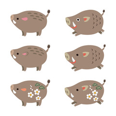 かわいい猪のイラスト　亥　干支　年賀素材