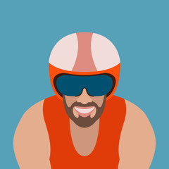 Obraz premium bicyclist head vector illustration flat style front