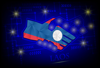 Handshake logo made from the flag of Laos