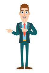 Businessman pointing something beside of him
