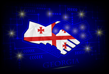 Handshake logo made from the flag of Georgia.