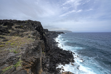 Fototapeta na wymiar Rocky coast of Easter Island