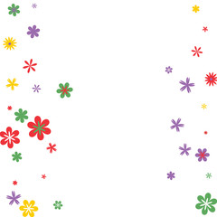 Feminine Floral Pattern with Simple Small Flowers for Greeting Card or Poster. Naive Daisy Flowers in Primitive Style. Vector Background for Spring or Summer Design.