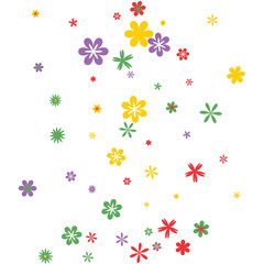 Feminine Floral Pattern with Simple Small Flowers for Greeting Card or Poster. Naive Daisy Flowers in Primitive Style. Vector Background for Spring or Summer Design.