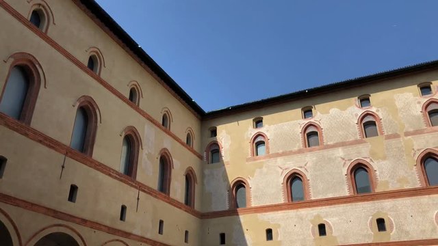 Inside the quadrangular wall of Sforza Castle (Castello Sforzesco) where many museams are hosted in the castle