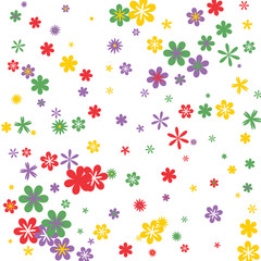 Feminine Floral Pattern with Simple Small Flowers for Greeting Card or Poster. Naive Daisy Flowers in Primitive Style. Vector Background for Spring or Summer Design.