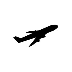Flying airplane icon. Side view plane silhouette