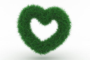 3D Illustration, Shape of a Heart with green Grass