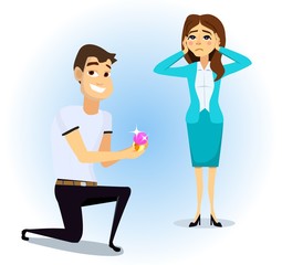 Man character proposing woman to be his wife. You will marry me concept.