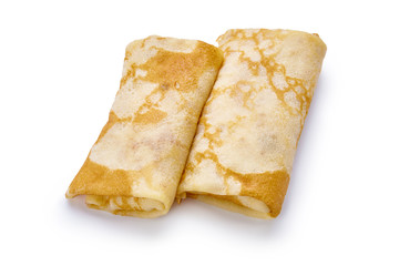 pancakes with cheese are isolated on a white background