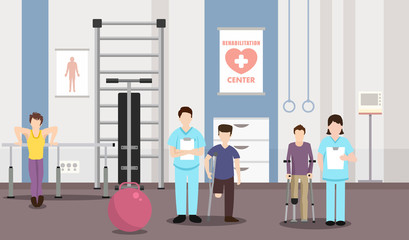 Rehabilitation of teenagers. Vector image.