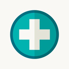 Fototapeta premium First aid. Green medical cross vector icon. Medicinal and pharmacy sign. Cannabis symbol.