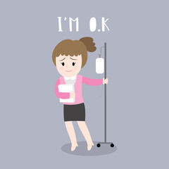 Cartoon cute office woman sick vector.