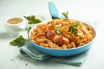 Sauerkraut cooked with sausage and spices