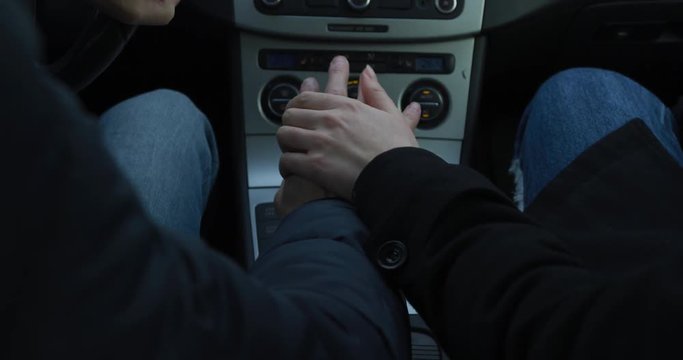 Holding hand on the gear