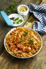 Sauerkraut cooked with sausage and spices