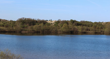 landscape dunes with lake, national park kennemerland, in the Netherland, during spring