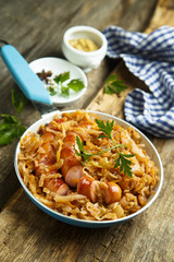 Sauerkraut cooked with sausage and spices