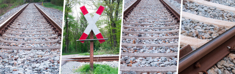 Eisenbahngleis - Bahn, Schienen und Zugverkehr Set.