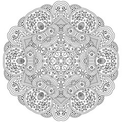 Vector zentangle template mandala for decorating greeting cards, coloring books, art therapy, anti stress, cover of notebook, print for t-shirt and textile.
