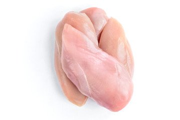 Raw chicken breast isolated on white background.