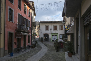 CASTELNUOVO DI GARFAGNANA, ITALY - FEBRUARY 2018;A street in Castelnuovo Di Garfagnana, Italy