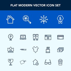 Modern, simple vector icon set with lot, strike, hit, notebook, vehicle, white, laptop, cell, achievement, view, travel, ball, bodysuit, hobby, first, fashion, urban, money, car, communication icons