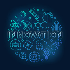Innovation vector round blue linear illustration