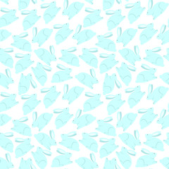 Seamless pattern with light blue rabbits. Perfect for children's textiles and gift wrapping paper.
