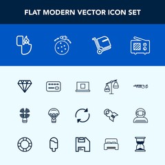 Modern, simple vector icon set with extreme, sky, baggage, cigarette, balance, lighter, sea, profile, travel, signal, internet, antenna, card, fire, arrow, strike, diamond, weight, bank, luggage icons