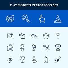Modern, simple vector icon set with technology, fan, interior, hot, leaf, shuttle, upstairs, down, stereo, water, transport, camera, up, ventilator, kettle, comfortable, summer, boat, chair, tea icons