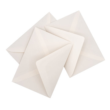 Three envelope isolation on white background