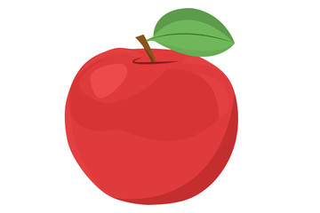 Manzana roja sobre fondo blanco.