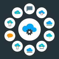cloud and networking, chat and messenger, time Infographic Circle flat Icons Set. Contains such Icons as  concept,  email, delete,  letter,  information,  block and more. Fully Editable. Pixel Perfect